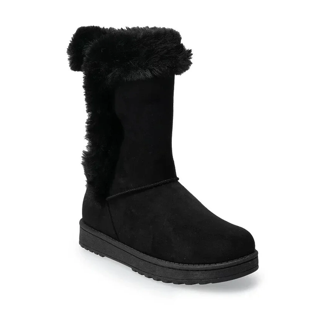 Black Faux-Fur Winter Boots, So Women's Abigail, Size 9.5, new‎ w box!